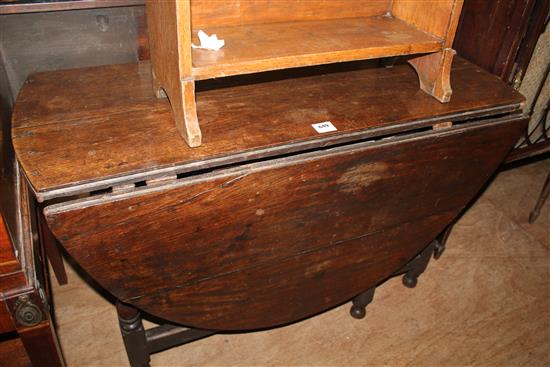 An 18th century oak oval gateleg table, W.3ft 10in.